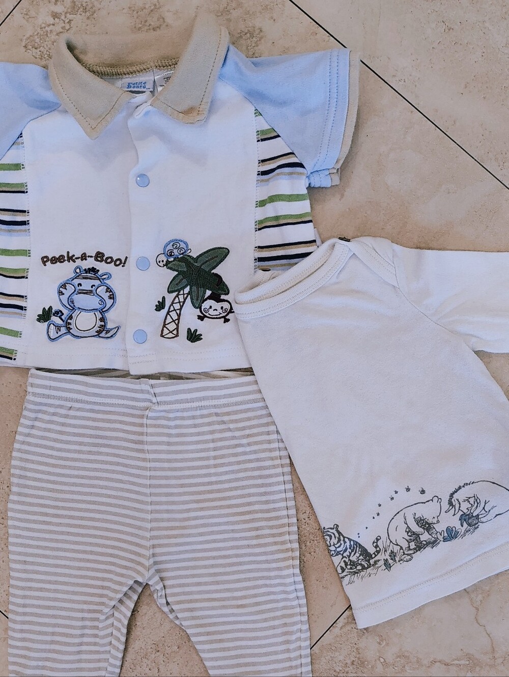 Disney X Petite Bears 3pc Set: Embroidered Retro Safari Jacket, Winnie, 3-9MO